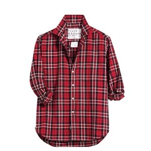 Frank and Eileen EILEEN Button-Up Plaid Cotton Shirt Red Black White Womens M